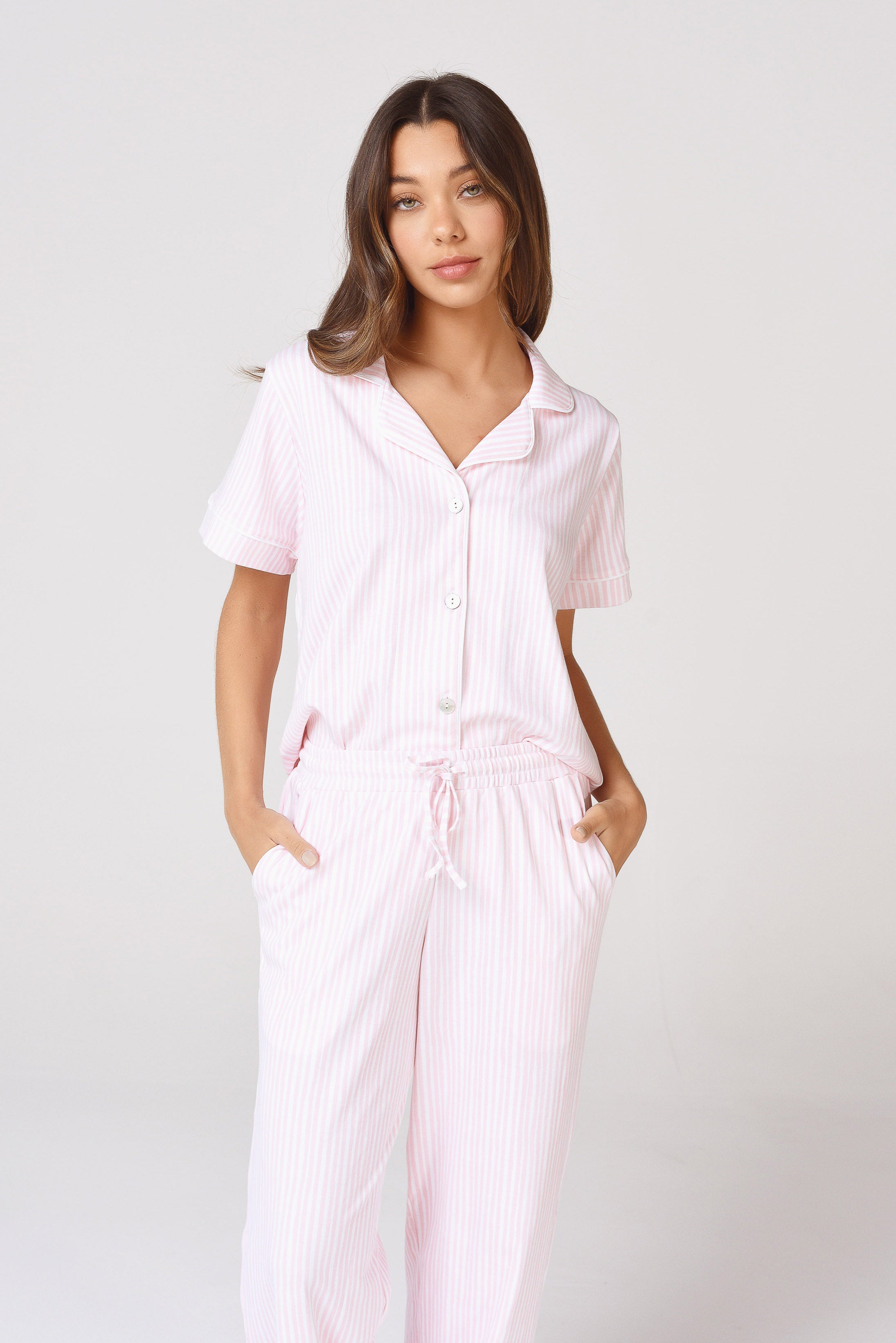 Women's Pink Stripes Pajama Set