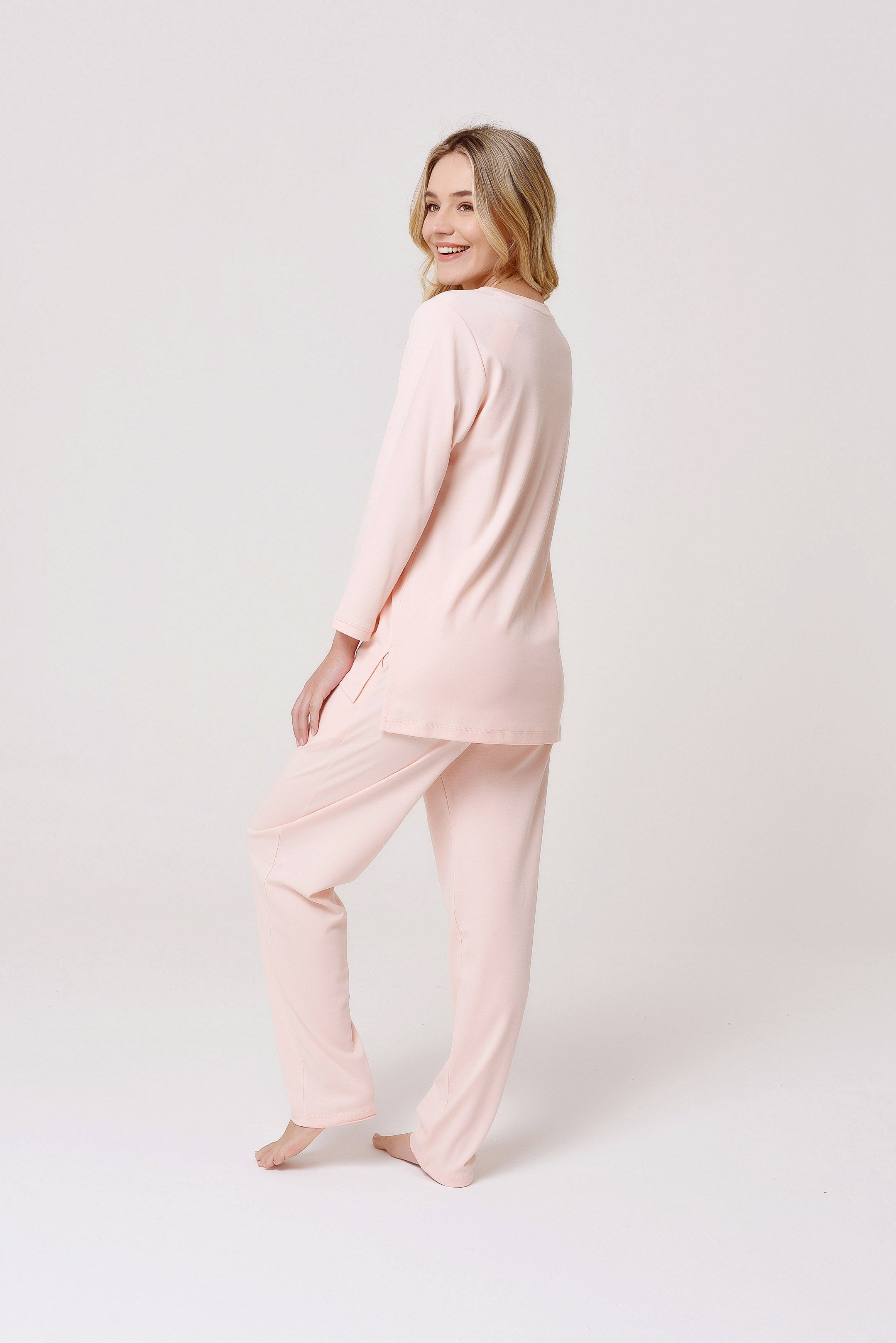 Women's 3/4 Sleeve Peach Pajama Set